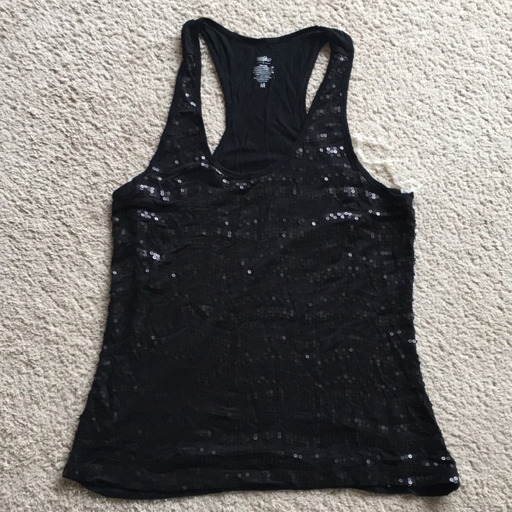Sequins black tank top